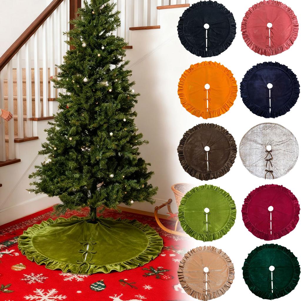 Gonna per Albero di Natale in Velluto con Bordino in Pizzo Diametro 122CM Tessuto Morbido Copertura Decorazione Festiva per la Base dell'Albero