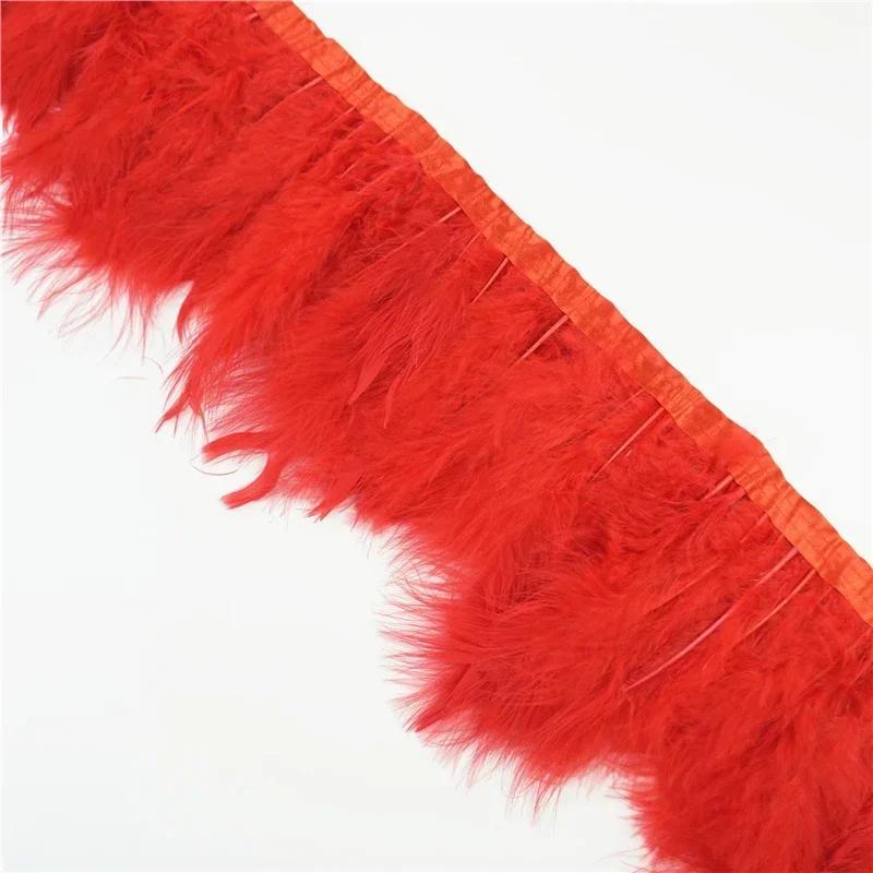2 Mètres Bordure de Plumes de Marabout Moelleuses Bords Frange 6-8" Plumes de Dinde Blanches Noires Décor Vêtements sur Bande Artisanat Ruban Décoration