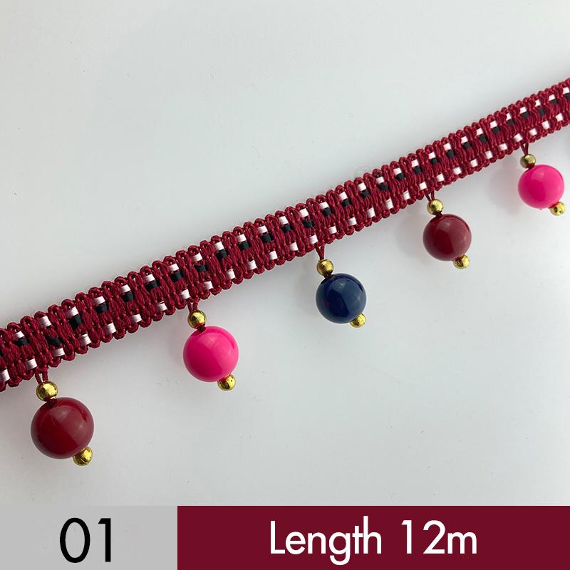 12M Curtain Beaded Tassel Lace Trim Cheap DIY Curtain Sewing Tassel Pompom Ball Edge Fringe Upholstery Decor Accessories
