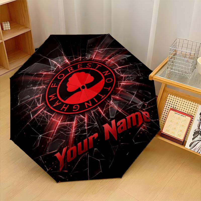 Nottingham Forest FC Automatic 3‑Fold Umbrella 8‑Rib Windproof Folding Umbrella Sun Rain Protection For Outdoor Travel Daily Use