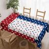 Independence Day Flower Wreath Waterproof Rectangular Tablecloth Red Blue Flower Star USA Flag Tables Cover for Dinner Kitchen