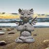 Cute Baby Dragon Statue Blinking Yoga Dragon Garden Ornament Gray Home Decor