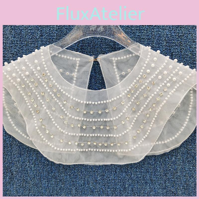 Girl Hollow Mesh Collar With Artificial Pearls And Rhinestone Decor Gift For