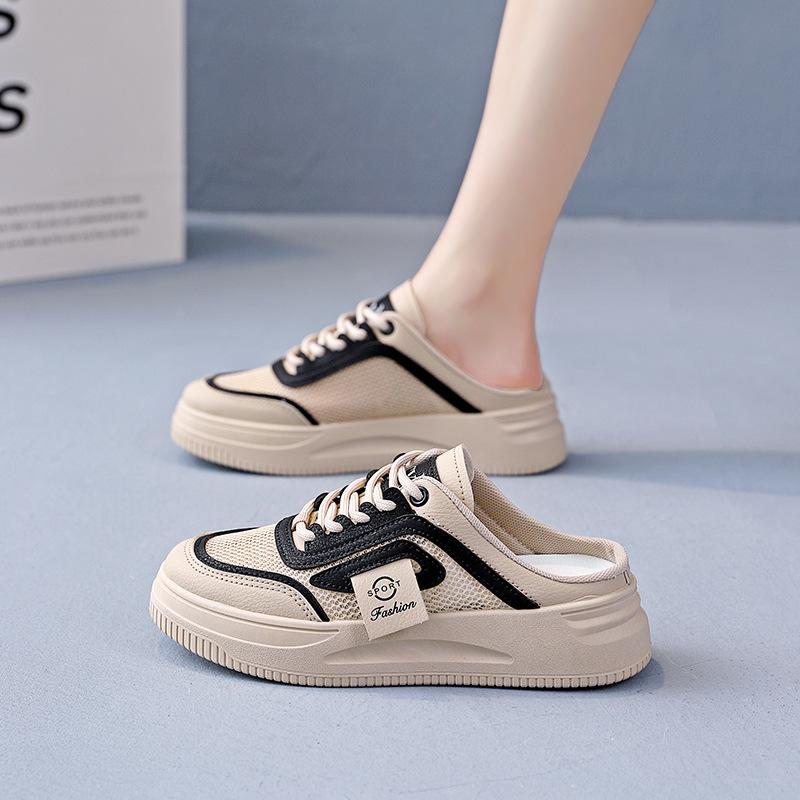 

Half-drag little white shoes for women 2025 summer breathable mesh casual versatile one-pedal lazy half-support board shoes for women 603 40