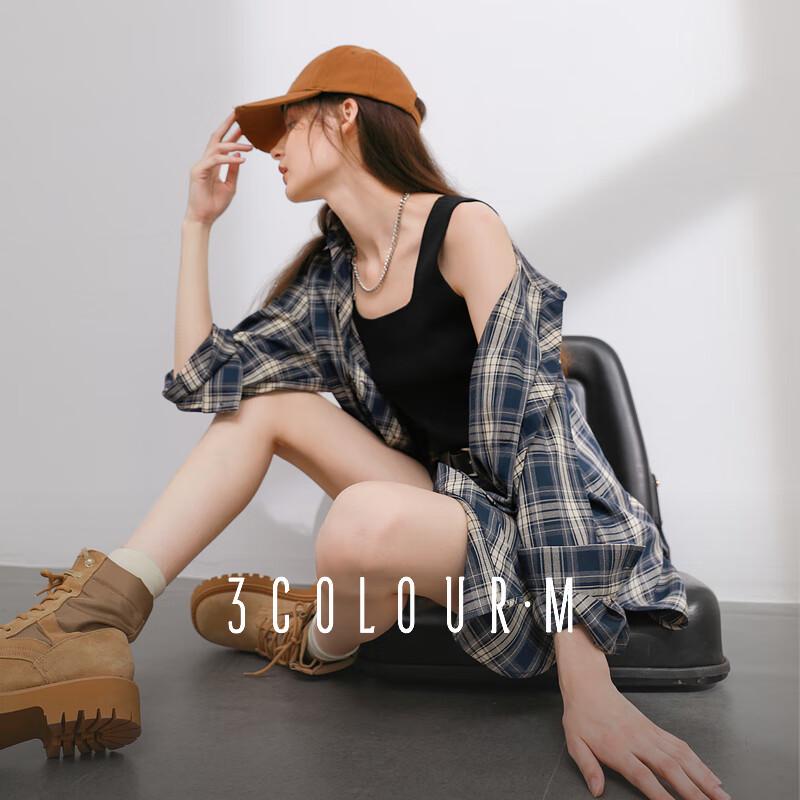 Sancai 2025 Spring Plaid Loose Mid-Length Shirt M (160/84A)