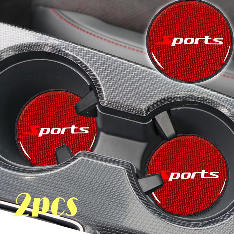 2pcs Carbon Fiber Car Decoration Coaster Universal Car Cup Holder Pad Car Water Cup Slot Non-Slip Mat Auto Interior Accessories