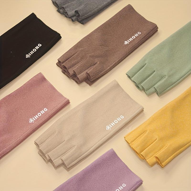 Winter Women's Gloves Thermal Solid Color Mittens New Thin Style Gloves Half-finger For Cold Weather Typing Working Driving