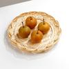 Scalloped Edge Woven Bamboo Tray Round Fruit Snack Serving Tray Bamboo Woven Basket  Fruit Serving
