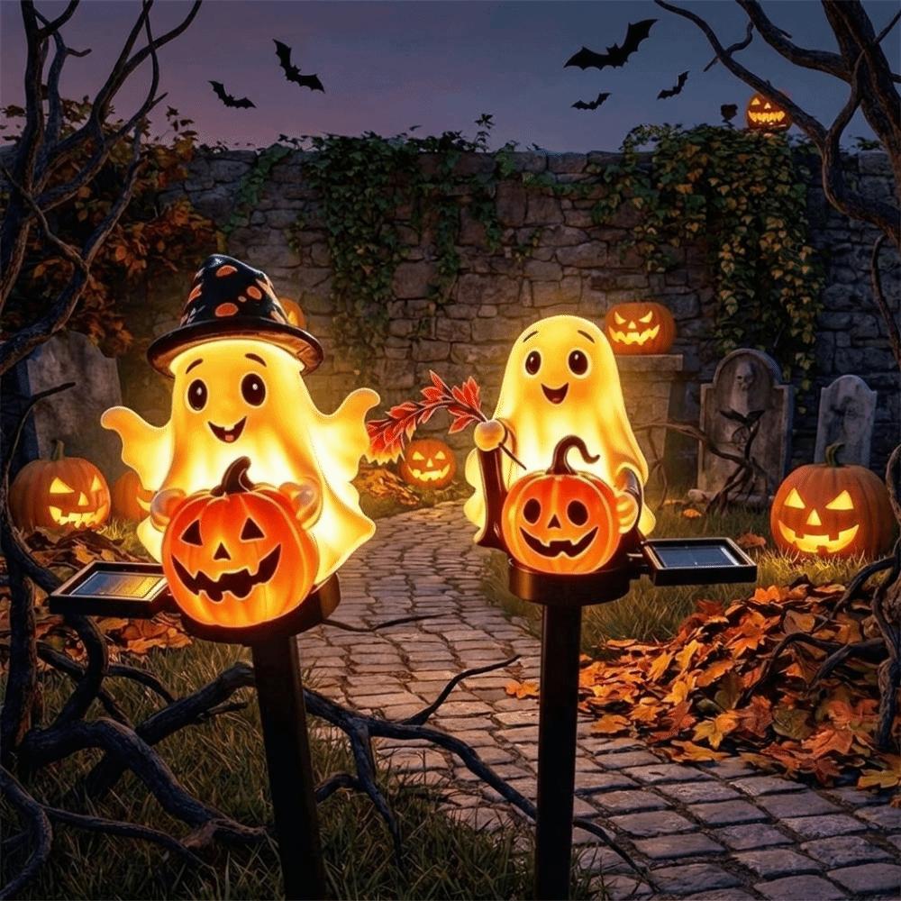 Resin Figurine Solar Halloween Lights Cute Garden Stake Light For Garden Courtyard Patio