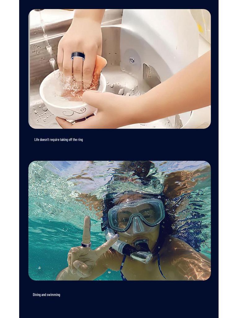 Smart Black Ring: Heart Rate, Blood Oxygen, Sleep Tracker, Bluetooth, Waterproof, Unisex, Touch Interface