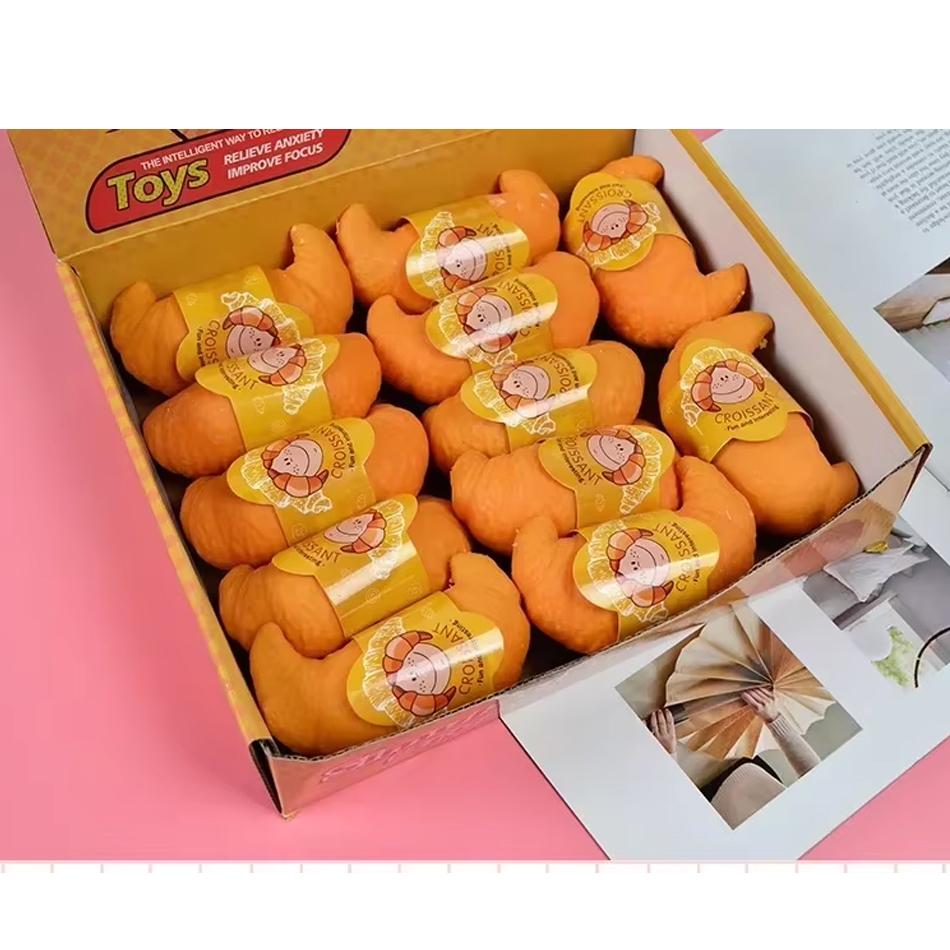 Squishy Croissant Squeeze Toy Cute Stress Ball Super Soft Food Creative Simulation Bread Anti-Anxiety Toys Fidgeting Pinch Toys