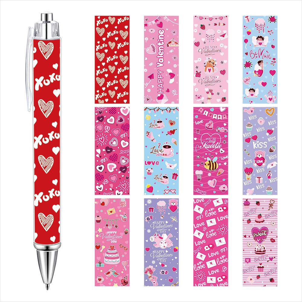 1/6/12pcs Valentine's Day Ballpoint Pens Gifts Lover Pens Set Sweet Holiday Retractable Smooth Writing Black Ink