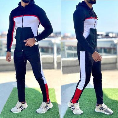 Men's Clothing Men's Fashion Brand Contrast Color Sportswear Set Hooded Autumn Jacket Sports Casual Suit