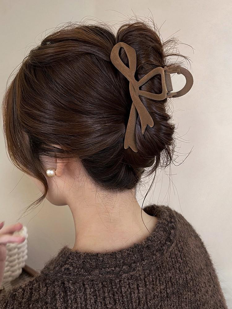 Premium Coffee-Colored Frosted Hairpin - Large All-Match Shark Clip for Elegant Hairstyles
