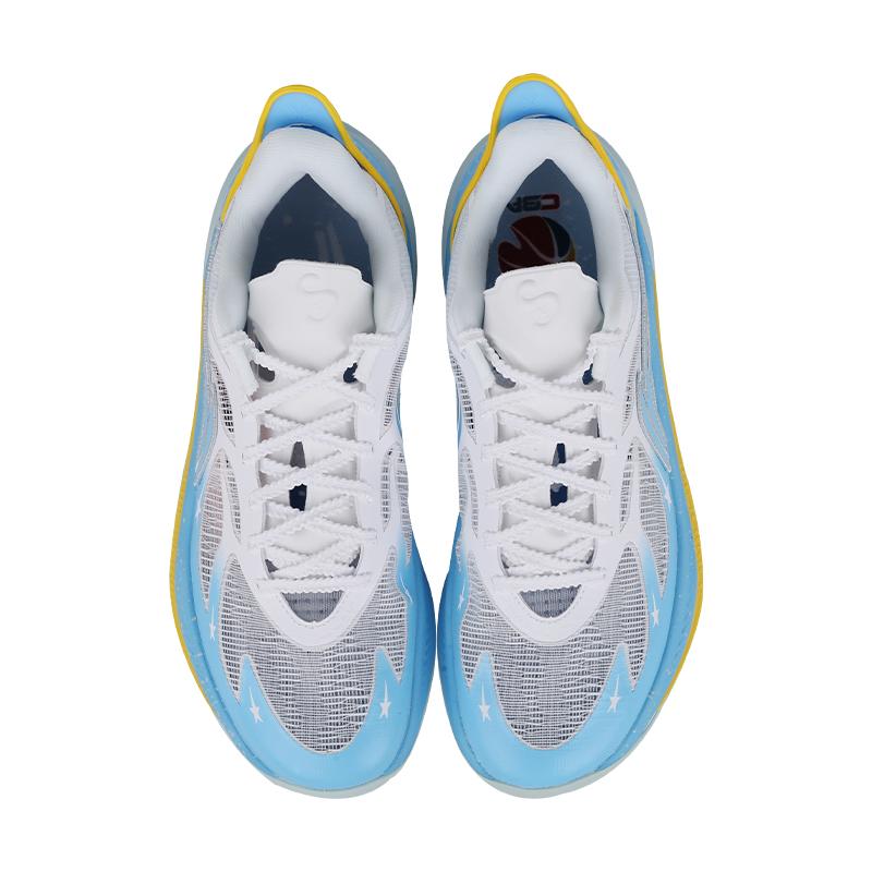 Li Ning Sonic 12 PE Version Shock Absorption Wear Resistant Low Top Basketball Shoes Men Sneaker White Blue ABAU019-24