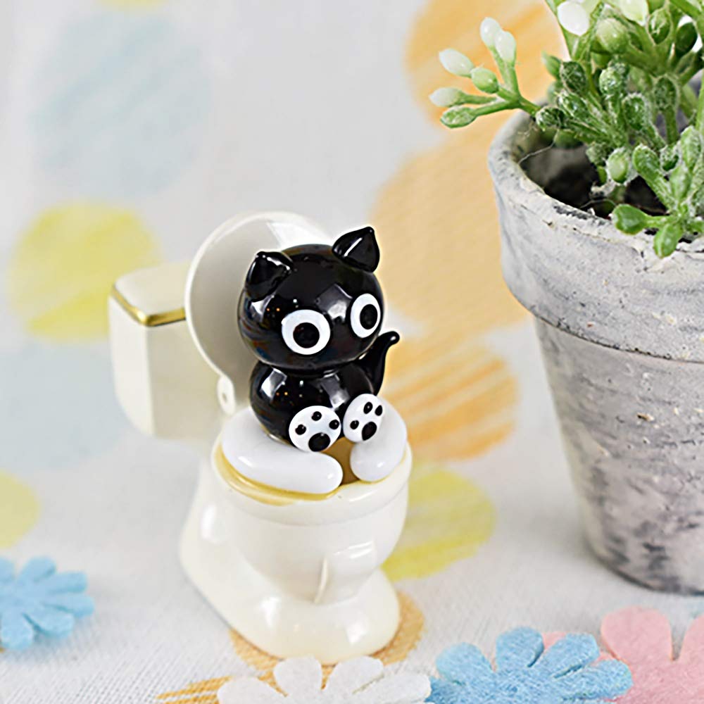 Forcart Cute Handmade Glass Cat Toilet Cat CYK1041