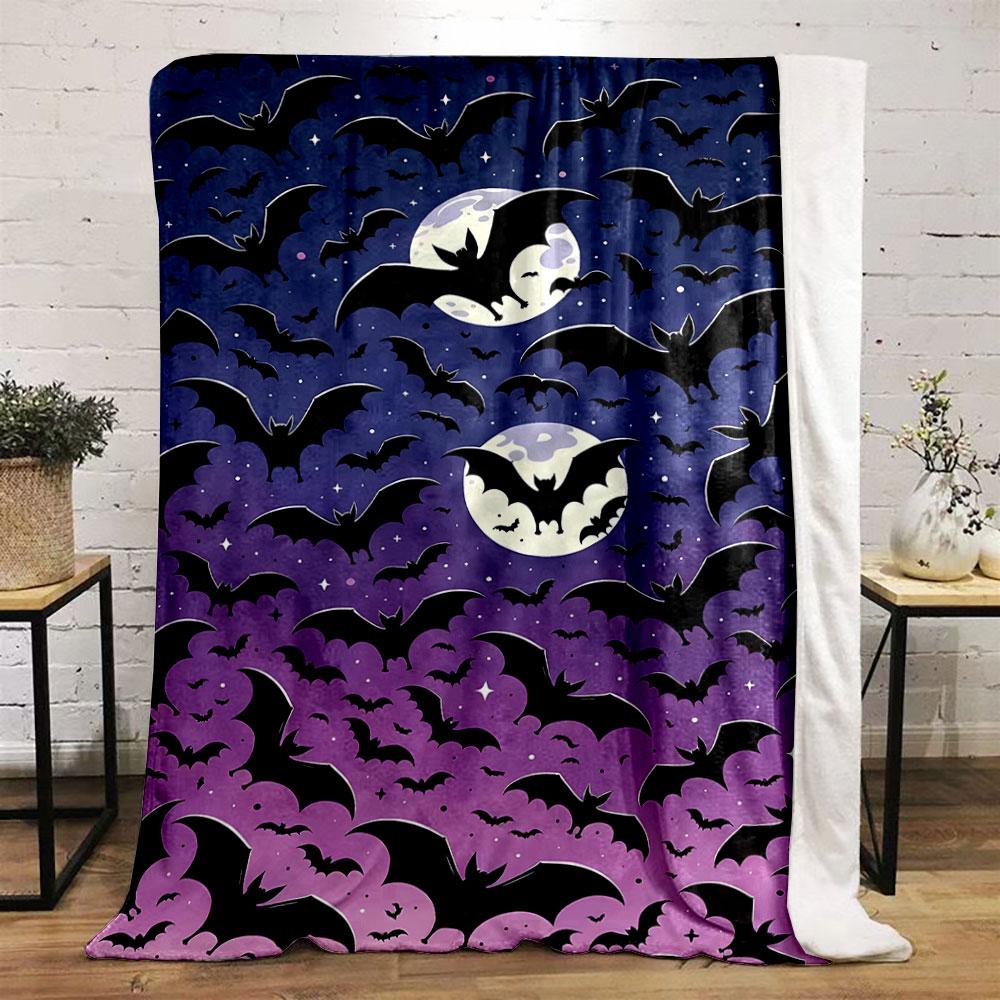 Halloween Bat Moon Night Blanket bedroom Blanket for Livingroom Couch lunch break Soft throw for Friend's festival Gift