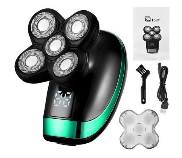 Multifunctional USB Rechargeable 5-in-1 Electric Shaver with Washable Razor & Bald Head Blade