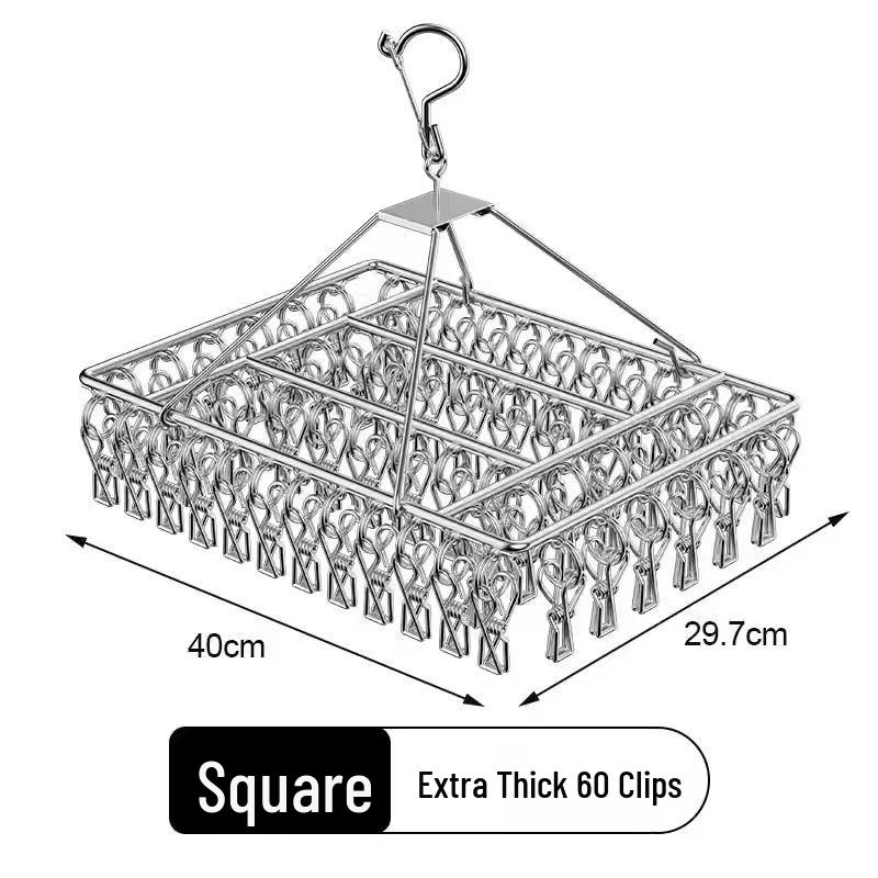 Wielofunkcyjny stojak do suszenia ubrań ze stali nierdzewnej z 20 klipsami do akademików i domów