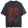 Vendita Calda Anime Berserk Guts Manga Stampa Grafica Maglietta Uomo Donna Retro Lavato Girocollo Cotone Retro Lavato Larga Casual Oversize Top Estivo Nuova T-shirt
