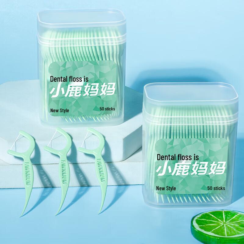 Deer Mom Fresh Ultrafeine Zahnseide-Picks, 300 Stück Familienpackung