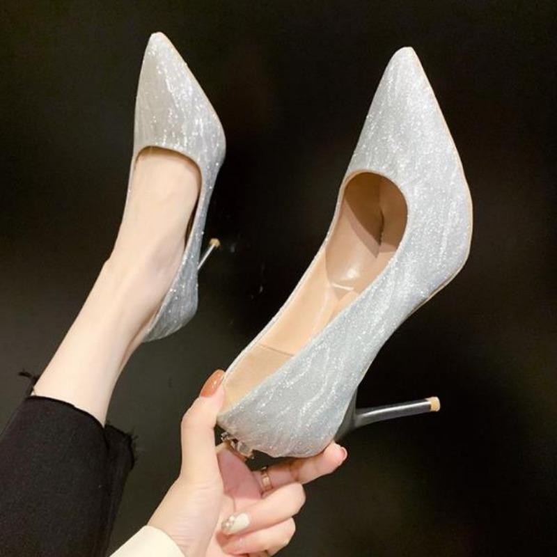 Crystal Queen 6CM Pointed Toe Bride Wedding Shoes Cinderella Prom Rhinestone Mary Janes High Heels Thin Heels Mary Jane Shoes