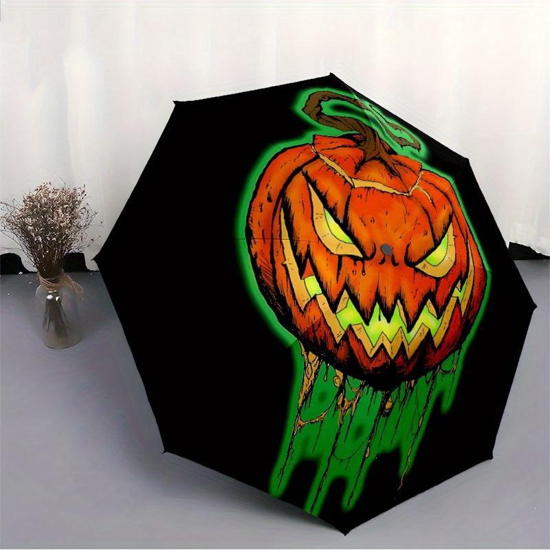 1pc Pumpkin Horror Automatic Open/Close Umbrella Sturdy Iron Frame, Compact Travel Umbrella, Intricate Design Umbrella a0829052
