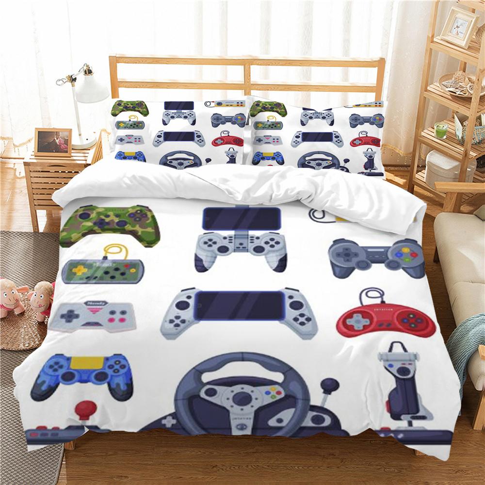 Trösterbezug-Set, 3D-Gamepad-Druck, Bettbezug, Polyester, Heimtextilien, für Jungen und Mädchen, Einzelbett-Kissenbezug