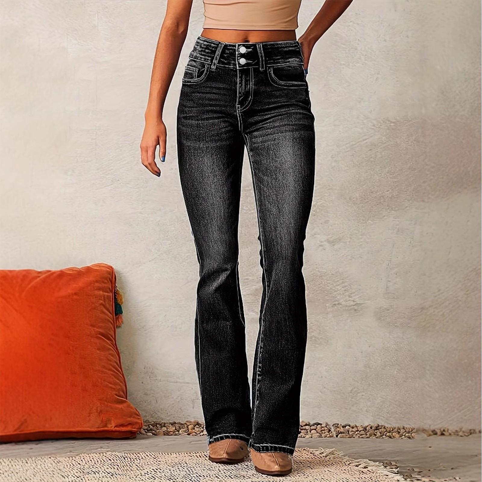 Women s High Waist Denim Trousers XXL чёрный