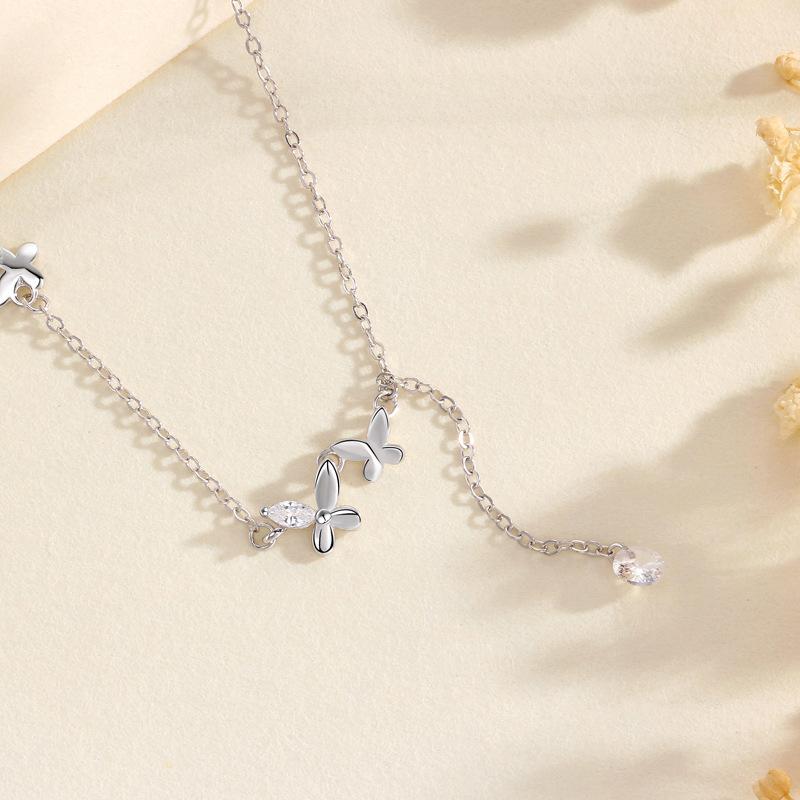 Butterfly Tassel Necklace Women's Flash Diamond Light Luxury Niche High-end Design Ins Style Jewelry Women