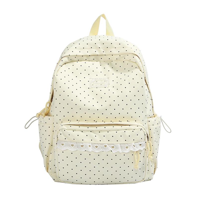 Schoolbag new high-value sweet student schoolbag polka dot lace casual backpack large capacity lightweight backpack