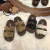 Retro Thick-soled Fluffy Slippers for Women To Wear 2025 Autumn and Winter New Korean Version Comfortable Slippers One-word Cotton Towing Women's Shoe