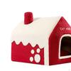 Christmas Cat Bed Pet Tent Cave Nest Hideaway Shelter Puppy Kennel Washable Festive Cozy Self