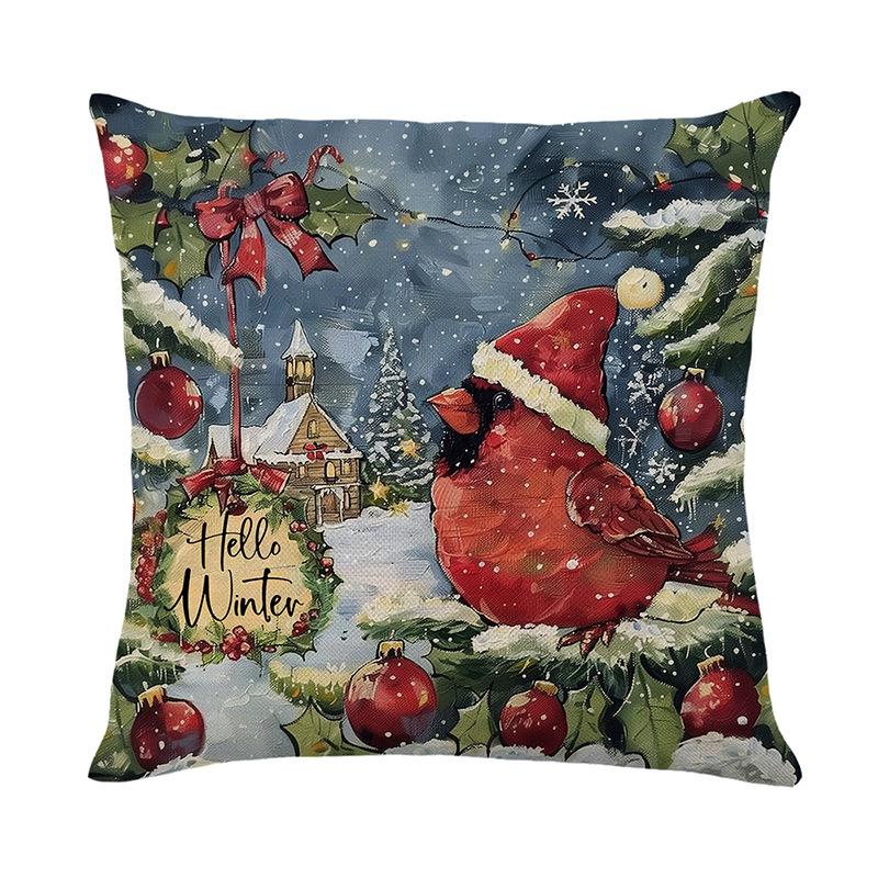Christmas Pillow Cover Polyester Printed New Office Sofa Cushion Decoration Home Pillow Cover