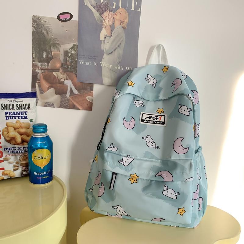 Sports Backpack Printed Student Schoolbag Large Capacity Water-resistant Outdoor Travel Backpack