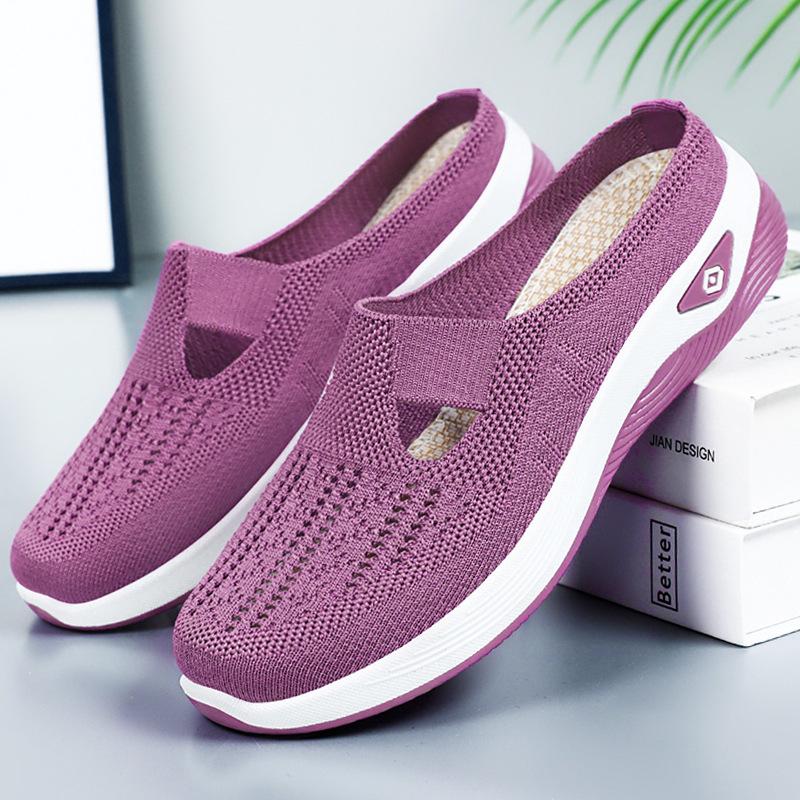 Shoes Women's Shoes Versatile Casual Shoes Breathable Bag Head Half Drag One Pedal Lazy Shoes Mesh Flying Woven Shoes Soft Sole Single Shoes