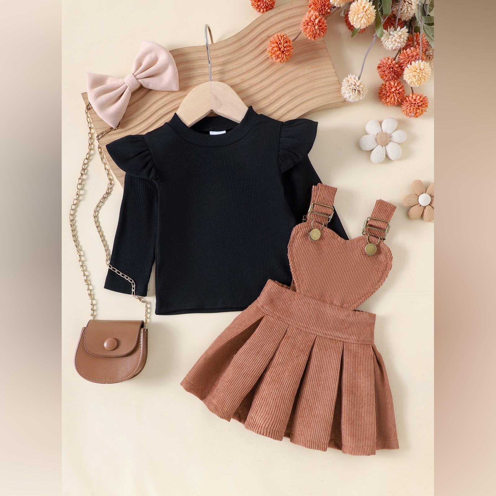 

Комплект мультяшного ромпера-платья для девочек 24 чёрный