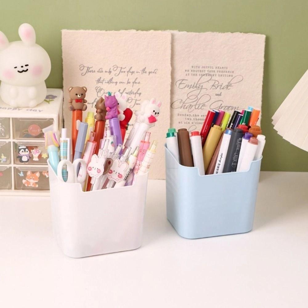 Transparent Pencil Storage Box Large Capacity Storage Bucket Korean Desk Pen Holder  Home Office
