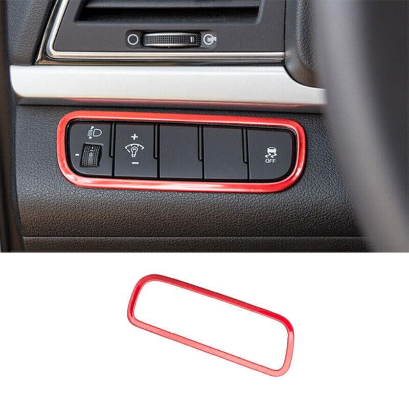 Fit For Hyundai Elantra 2017- Titanium Red Headlight Button Frame Cover Trim