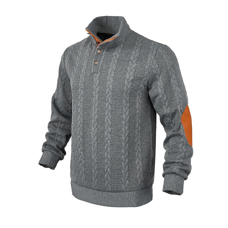 Men Fashion New Hoodless Jacquard Autumn Winter Long Sleeve Pullover Embroidered Patchwork Plus Size Sweatshirts for Mens Loose Fit Tops