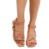 Fashion Ladies Shoes 2025 Hot Sale Buckle Strap Women's Sandals Fashion String Bead New Open Toe Plus Size Best Seller Heeled Sandals