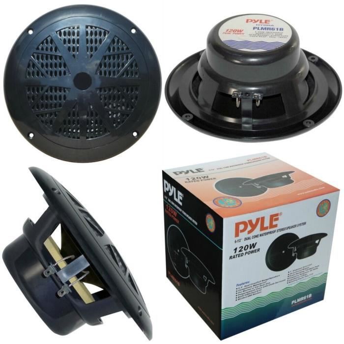 2 PYLE PLMR61B haut-parleurs double cône 120 watt rms 240 watt max 16,50 cm 165 mm 6,5" étanche mer piscine bateau hôtel, la paire