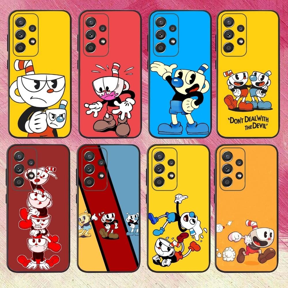 C-Cuphead12 and M-Mugman Phone Case For Samsung S25,S24,S21,S22,S23,S30,Ultra,S20,Plus,Fe,Lite,Note,10,9,5G Black Cover