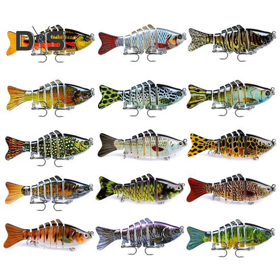 10CM/15.5G Multi-Jointed Fishing Lure with Hooks Realistic 7-Section Swimbait Plastic Artificial Bait Freshwater Saltwater Fishing Accessories