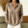 Women's Color Half Zip Mock Neck Pullover Sweater Top for Casual Daily Wear