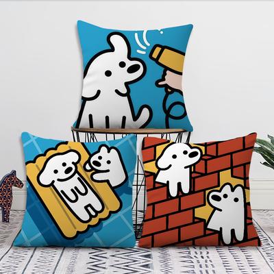 Korea M-Matsui Cute Dog Art Cushion Cover For Pillow Printing Sofa Decoration Home Car Room Coffee Shop Office Nordic Simplicity