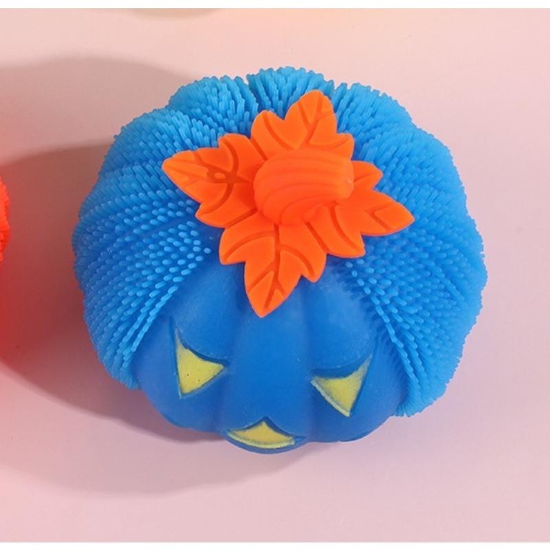 Halloween Toys - Squeezable Happy Glowing Fuzzy Pumpkin Ghost Glowing Toy Stress-relieving Squeeze Toy