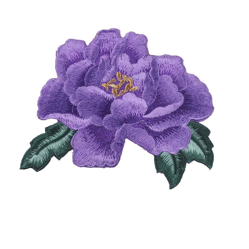 Fashion Show Costume Decorative Peony Patch Flower Motif Embroidery Diy Bag Hat Textile Iron-on Badge Sticker Accessories Patch
