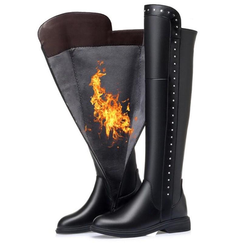 Fashion AIYUQI Womens Knee High Boots Winter 2025 New Genuine Leather Women Thigh High Boots Plus Size Wool Warm Women's High Boots