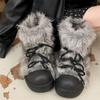 Plush Round Toe Women's Snow Boot Lace-Up Thick Bottom Keep Warm In Winter Women Boots Fashion Outdoors Young